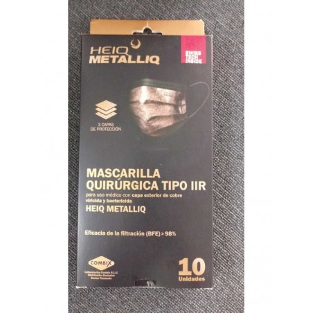 Mascarilla Quirúrgica Tipo IIR Viroblock Negro y Cobre 10uds