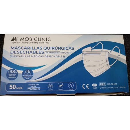 Mascarilla Quirúrgica Azul Tipo IIR 50uds
