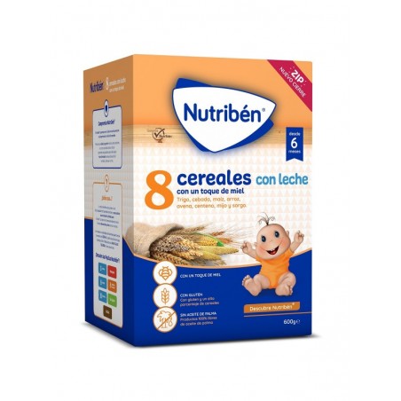 Nutribén 8 Cereales Con Un Toque De Miel Con Leche Adaptada 600 gr