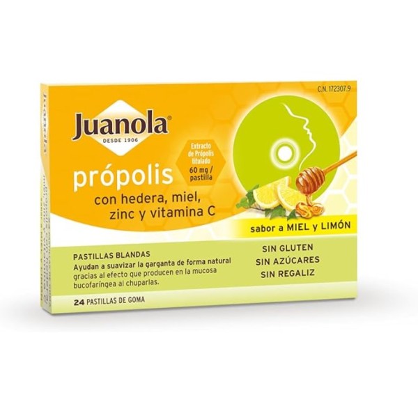 Juanola Pastillas Blandas de Própolis + Hedera con Miel y Limón 24uds